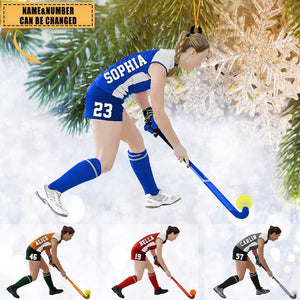 Custom Personalized Field Hockey Christmas Ornament, Gift For Hockey Lovers, Hockey Ornament, Custom Name and Number For Hockey Players