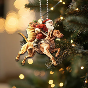 2D Flat Vizsla Ornament, Dog with Santa Ornament, Santa and Dog Ornament, Car Hanging Ornament, Christmas Gift, Vizsla Dog Lover Gifts