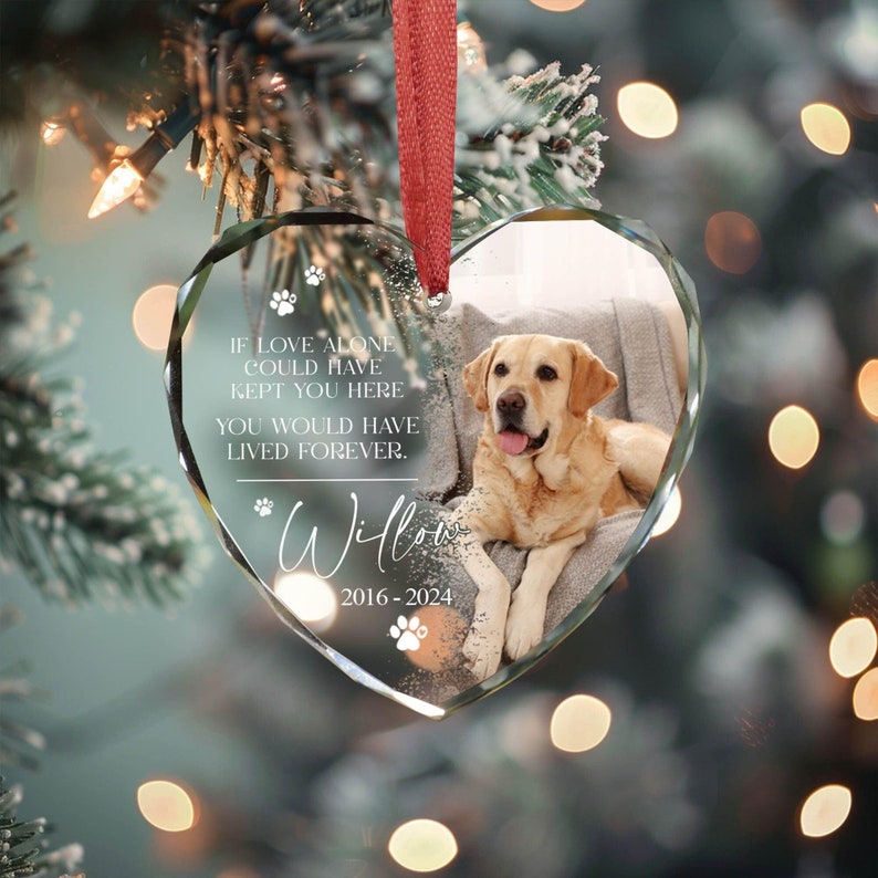 Custom Dog Photo Ornament, Dog Memorial Ornament, Personalized Dog Ornament, Forever Loved Dog Ornament, Pet Loss Keepsake,Dog Memorial Gift