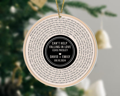 Custom Song Lyrics Ornament, Couple Christmas Ornament, Personalized Wedding Date Ornament, Xmas Keepsake, Anniversary Gift for Him Or Her