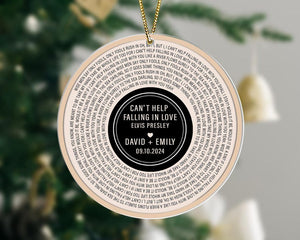 Custom Song Lyrics Ornament, Couple Christmas Ornament, Personalized Wedding Date Ornament, Xmas Keepsake, Anniversary Gift for Him Or Her