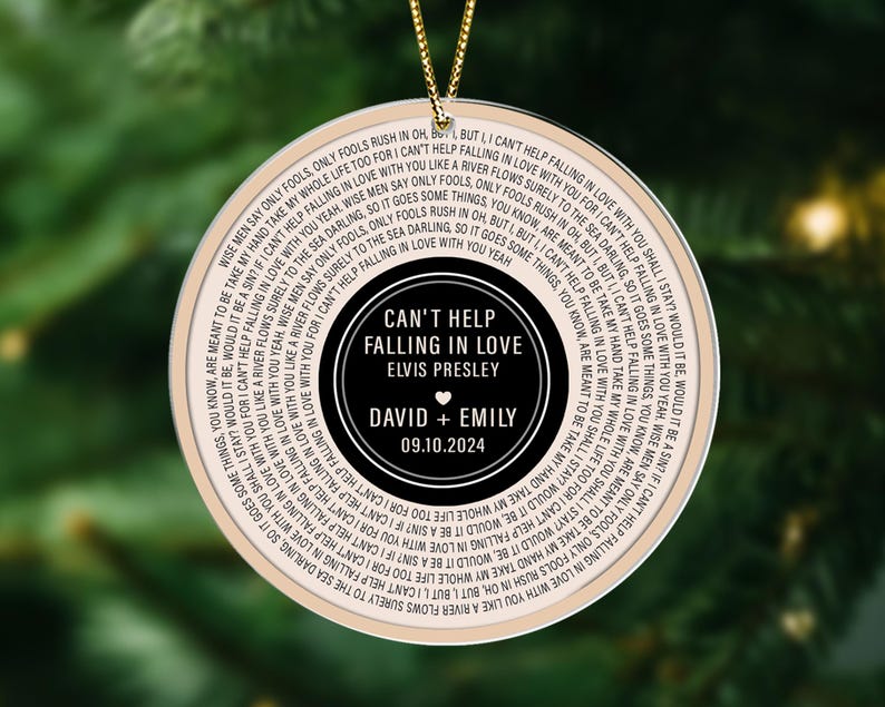 Custom Song Lyrics Ornament, Couple Christmas Ornament, Personalized Wedding Date Ornament, Xmas Keepsake, Anniversary Gift for Him Or Her