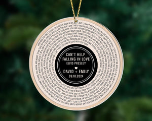 Custom Song Lyrics Ornament, Couple Christmas Ornament, Personalized Wedding Date Ornament, Xmas Keepsake, Anniversary Gift for Him Or Her