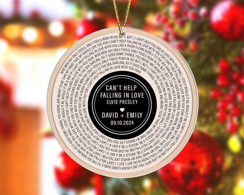 Custom Song Lyrics Ornament, Couple Christmas Ornament, Personalized Wedding Date Ornament, Xmas Keepsake, Anniversary Gift for Him Or Her