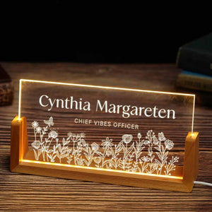 LED Light Desk Name Plate, Custom Desk Name Plate with Lights, Administrative Gift, Gift for Her, Office Decor, Boss Gifts, Graduation Gifts