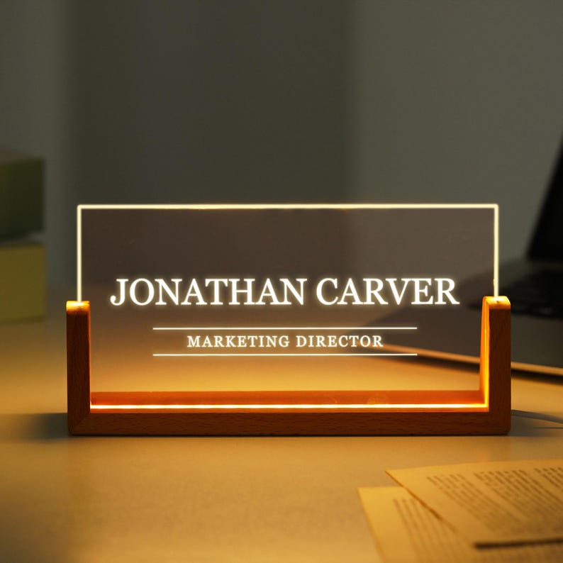 LED Light Desk Name Plate, Custom Desk Name Plate with Lights, Administrative Gift, Gift for Her, Office Decor, Boss Gifts, Graduation Gifts