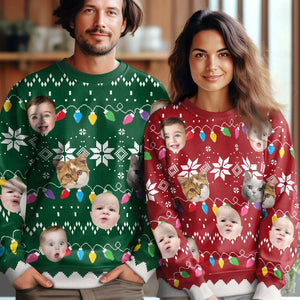 Custom Photo Ugly Christmas Sweater: Funny Family Gift ,Personalize Photo Sweatshirt,Funny face Sweatshirt,Custom Face Sweater,Pullover Sweater Christmas Party Gifts