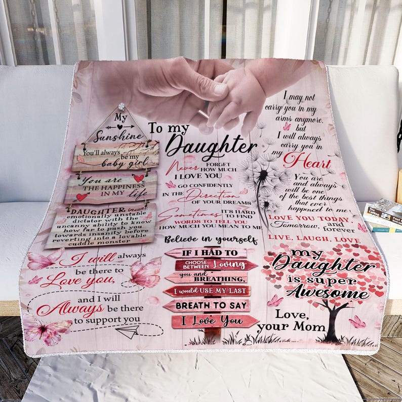 Personalized Blanket for Your Daughter, To My Daughter Throw Blanket, Daughter Gifts, Daughter Birthday, Letter Blanket from Mom and Dad