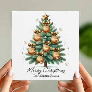 Personalised Christmas Tree Card Custom Family Names Merry Christmas to a Special Family