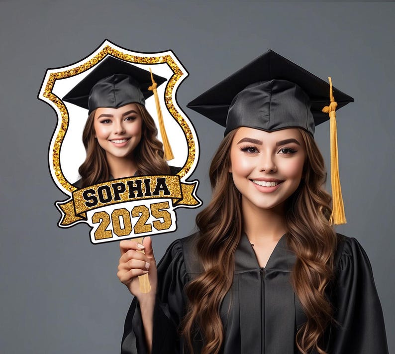 Custom Face Fans With Wooden Handle, Graduation Head, Grad Face Fans, Class of 2025 Head Fans, Graduation Faces on a Stick