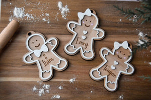 Personalized Gingerbread ornaments | Christmas Ornaments| Engraved wooden Gingerbread