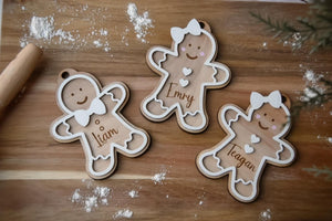 Personalized Gingerbread ornaments | Christmas Ornaments| Engraved wooden Gingerbread