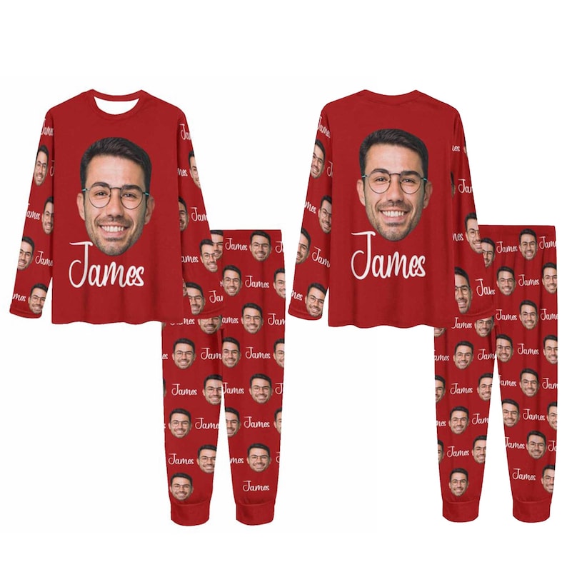 Custom Pajamas with Text,Customize Family Pajama,Photo Printed Pajamas,Dog Face Pajamas,Party Pajamas,Kids Custom Pajamas,Birthday/Xmas Gift