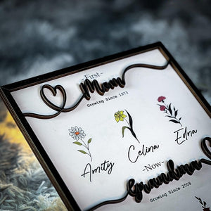 Nana Gift Personalized Flower Birth Month Garden Wooden Sign Frame, Mother Day Gift, First Mom Now Grandma Gift, Mom Gift, Mom Birthday Gift