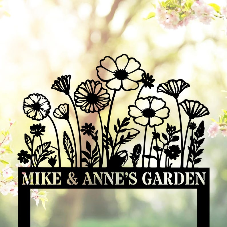 Custom Home Yard Stakes - Bunch of Flowers Stakes Metal Decor - Anniversary Garden Metal Gifts - Outdoor Floral Metal - Wife Presents