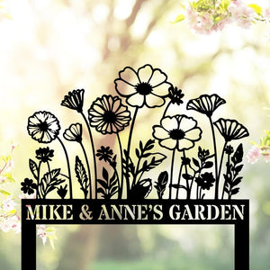 Custom Home Yard Stakes - Bunch of Flowers Stakes Metal Decor - Anniversary Garden Metal Gifts - Outdoor Floral Metal - Wife Presents