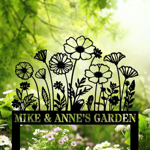 Custom Home Yard Stakes - Bunch of Flowers Stakes Metal Decor - Anniversary Garden Metal Gifts - Outdoor Floral Metal - Wife Presents