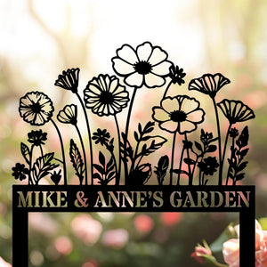 Custom Home Yard Stakes - Bunch of Flowers Stakes Metal Decor - Anniversary Garden Metal Gifts - Outdoor Floral Metal - Wife Presents
