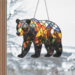 Bear ACRYLIC Suncatcher Hanging, Woodland Black Bear Window Decor, Mothers Day Gift For Mom Suncatcher, Bear Suncatcher Hanging,Nature Decor
