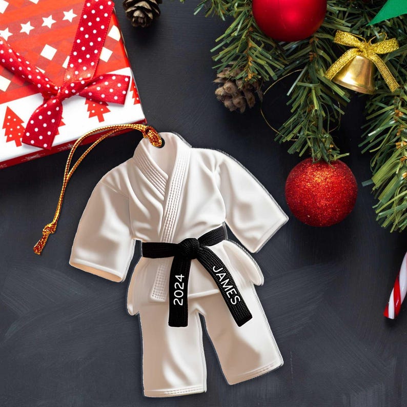Personalized Karate 2D Flat Acrylic Ornament, Karate Ornament, Gift for Sport Lovers, Karate Black Belt Ornament, Taekwondo Ornament