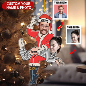 Custom Photo Funny Santa Couple Ornament, Funny Custom Face Christmas Ornament, Custom Couple Ornament, Gift For Couple, Funny Xmas Decor