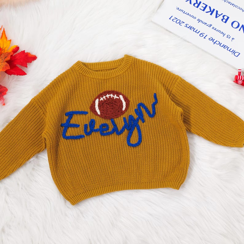 Custom NFL Baby/Toddler Sweater with Football,Dallas Cowboys Sweater,Hand Knitted Thanksgiving Baby Sweater,Custom SKOL Baby/Toddler Sweater