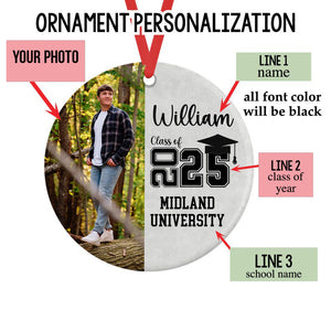 Personalized Graduation Photo Christmas Ornament: Class of 2026, Senior Keepsake Gift, High School or College Graduation Gifts