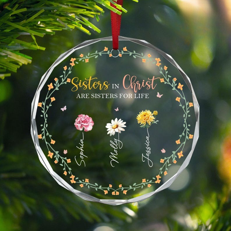 Personalized Sisters In Christ Ornament, Christian Bible Study Group Gift, Best Friends Gift, Friendship BFF Ornament, Faith Christmas Gifts