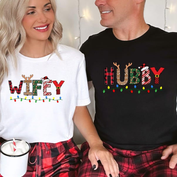Hubby Wifey Christmas Sweatshirt: Matching Couple Holiday Outfit