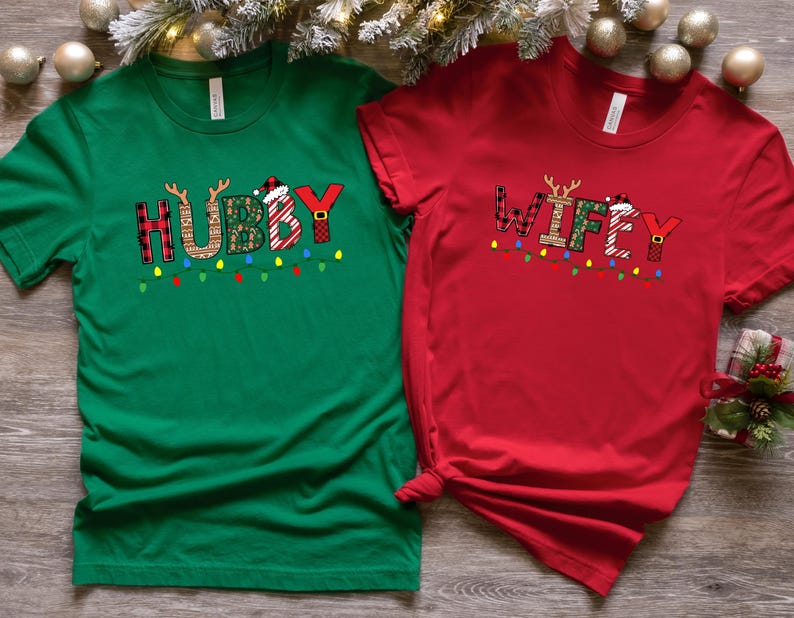 Hubby Wifey Christmas Sweatshirt: Matching Couple Holiday Outfit