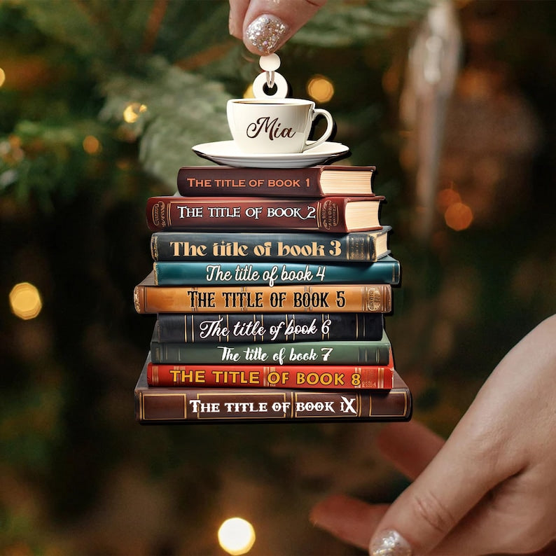 Personalized Christmas Book Name Ornament, Book Lover Gift, Bookworm Gifts, 2025 Christmas Ornaments - Flat Printed Acrylic Ornament