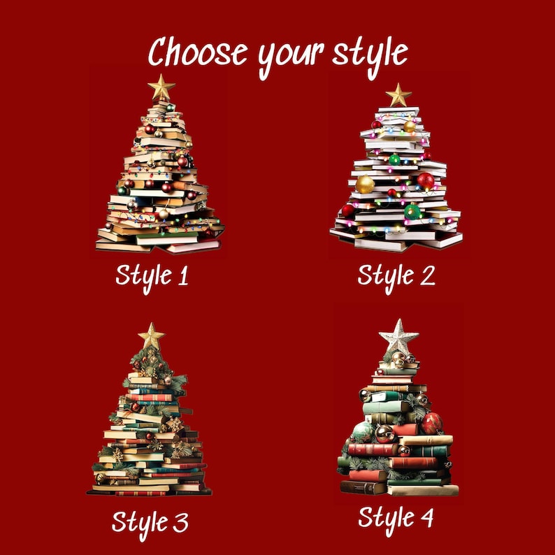 Personalized Christmas Book Tree Name Ornament, Bookworm Gifts, Book Ornament, 2025 Christmas Ornaments-Flat Printed Acrylic Ornament