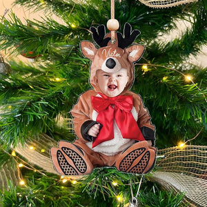 Personalized Baby Costumes Photo Ornaments, Christmas Newborn Baby Face Ornament, Adorable Newborn Baby Ornament
