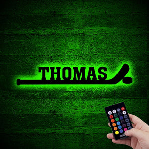 Hockey Player Stick With Kids Name Neon Led Wall Decor,Boys Led Sign,Ice Hockey Lover Neon Room,Birthday Gift,Personalized Name Boy Led Sign