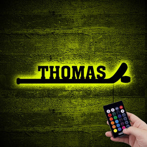 Hockey Player Stick With Kids Name Neon Led Wall Decor,Boys Led Sign,Ice Hockey Lover Neon Room,Birthday Gift,Personalized Name Boy Led Sign