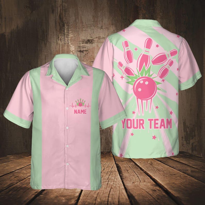 Personalized Vintage Bowling Hawaiian Shirt for Men Women Kid Youth, Custom Name Bowling Shirt, Bowling Hawaiian Shirt, Bowling Party Shirt