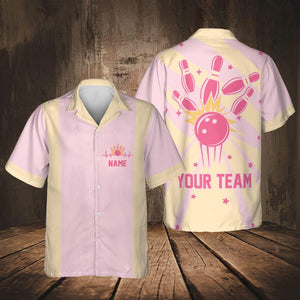 Personalized Vintage Bowling Hawaiian Shirt for Men Women Kid Youth, Custom Name Bowling Shirt, Bowling Hawaiian Shirt, Bowling Party Shirt