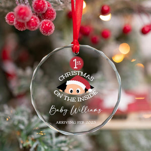 Personalized Baby Coming Soon Ornament, Baby's First Christmas Inside Ornament, Custom Pregnancy Reveal Ornament, Baby Announcement Ornament