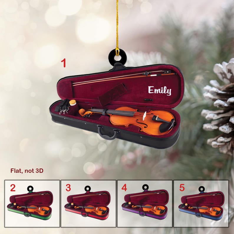 Violin Case Christmas Ornament, Custom Violin 2D Ornament, Violin Lovers Gift, Violinist Ornament, Violinist Gift