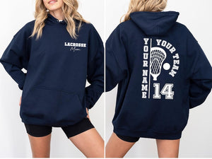 Custom Lacrosse Sweatshirt, Lacrosse Mom Hoodie, Lacrosse Sister Sweatshirt, Personalized Lacrosse Long Sleeve Shirts, Lacrosse Dad Gifts