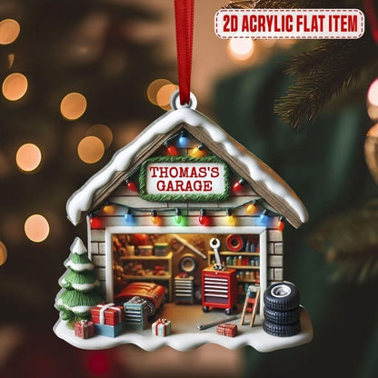Personalized Garage Ornament, 2D Acrylic Flat Ornament Not 3D, Mechanic Ornament, Car Enthusiasts, Mechanic Gift, Mechanic Repair Shop Decor