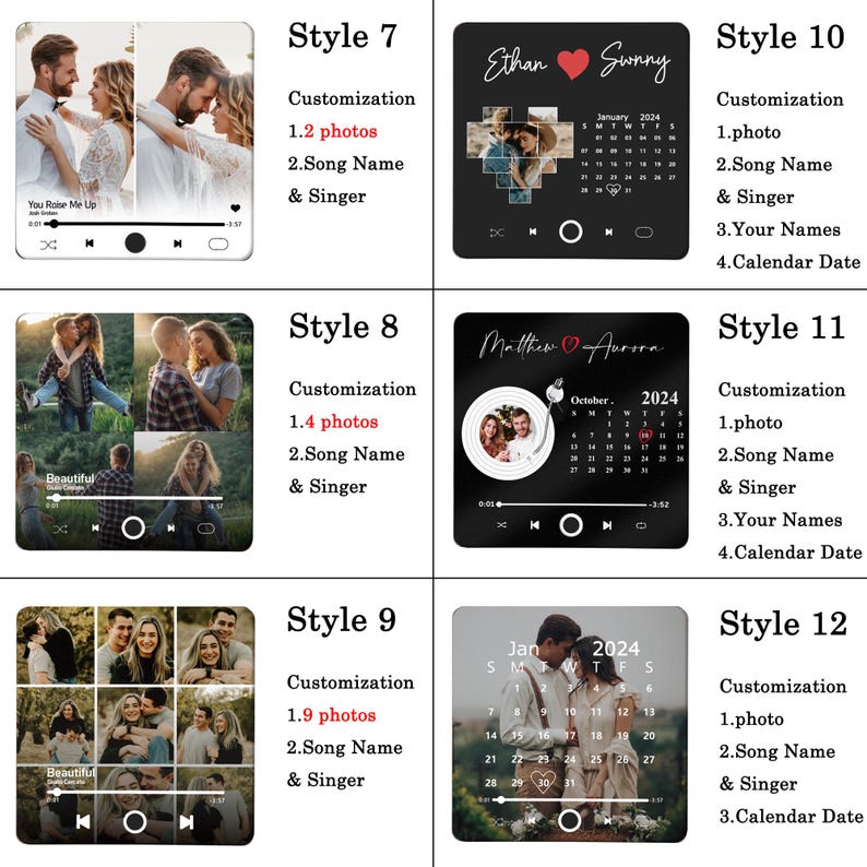 Custom Music Fridge Magnet, Personalized Photo & Music Fridge Magnet, Play Whole Song Music Box, Anniversary Gift for Him, Father's Day Gift