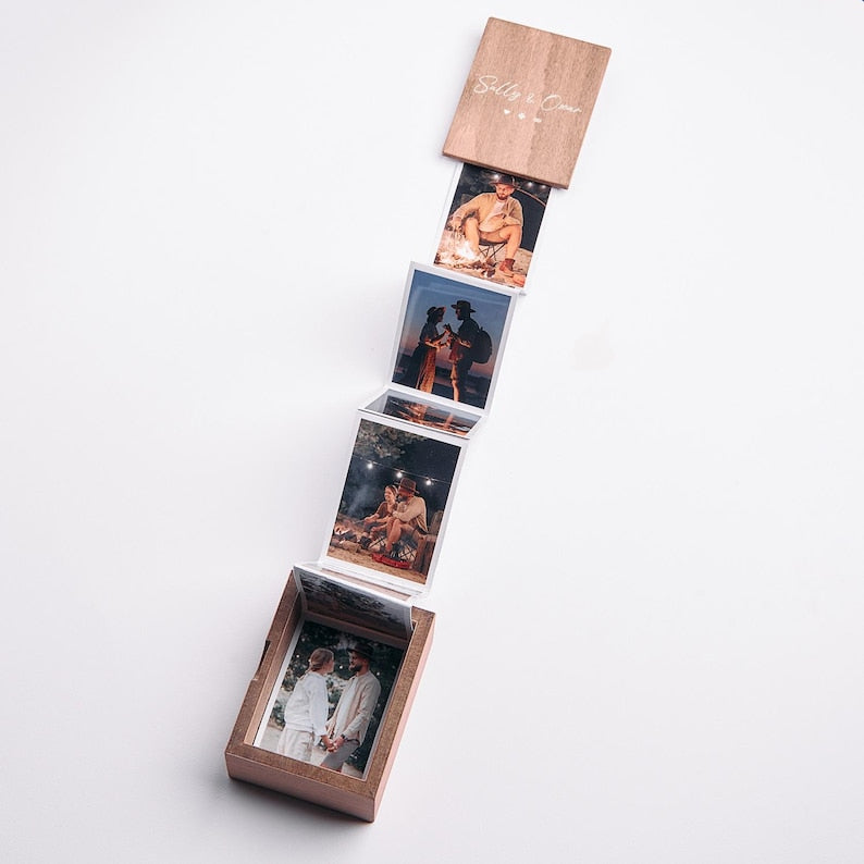 Pull Out Photo Album Custom Wooden Photo Box Personalized Memory Keepsake Box Trinket Wood Box Customized Wooden Photo Frame Shadow Box