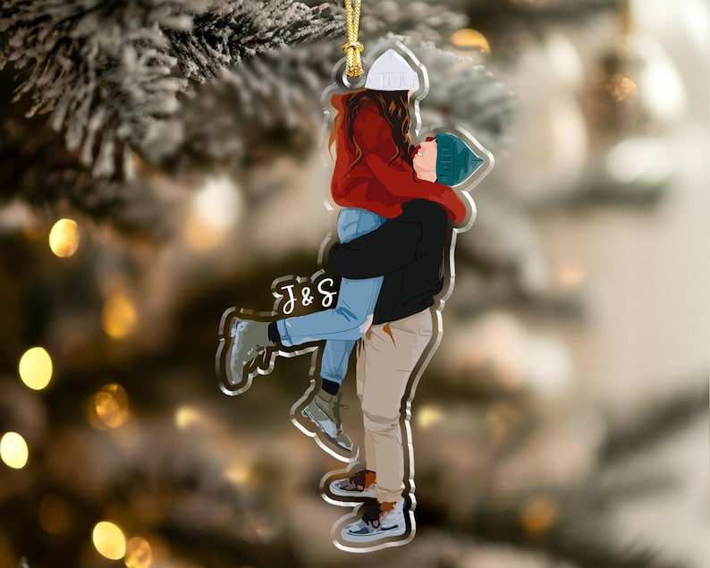 Custom Portrait from Photo, Couple Ornament, Christmas Gift for Him, Valentine Day Gift, Couple Gifts, Anniversary Gift, Ornament with Photo