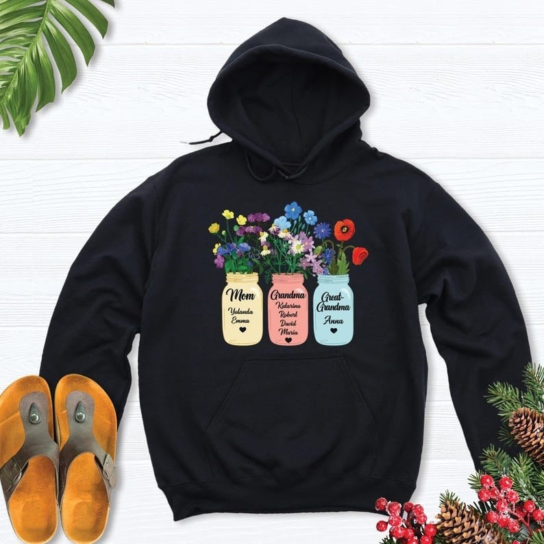 Personalized mom grandma sweatshirt, Grandma Christmas gifts, Great Grandma With kids Names sweatshirt, grandma sweater, grandma long sleeve