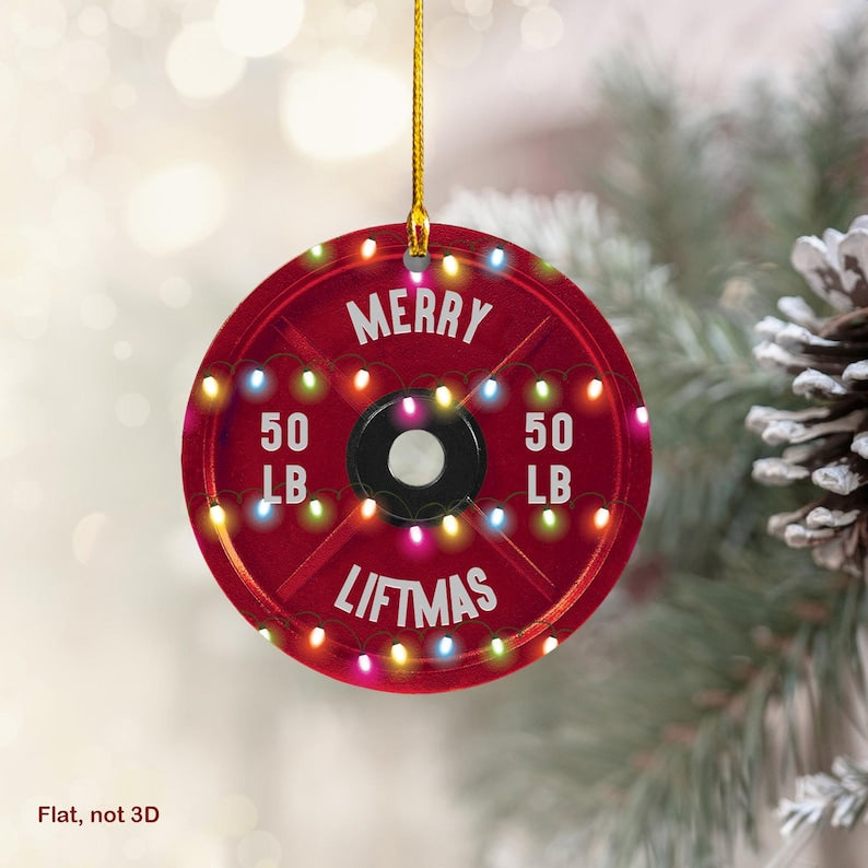 Personalized Gym Ornament, Merry Liftmas Weight Ornament, Weightlifting Ornament, Fitness Ornament, Gift For Gym, Weightlifting Gift