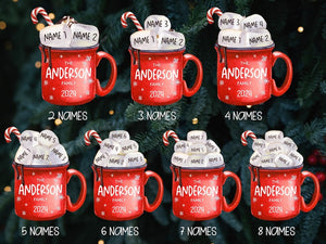 Christmas Ornaments, Marshmallow Family Ornament, Personalized Family Christmas Decoration, Family Christmas Gift, Hot Cocoa Cup Ornament