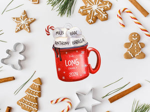 Christmas Ornaments, Marshmallow Family Ornament, Personalized Family Christmas Decoration, Family Christmas Gift, Hot Cocoa Cup Ornament