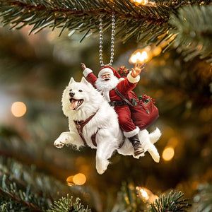 2D Flat Funny Samoyed Ornament, Samoyed Dog, Santa and Dog Ornament, Car Hanging Ornament, Christmas Gift, Dog Lover Gifts