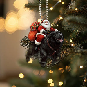 2D Flat Funny Newfoundland Ornament, Newfoundland Dog, Santa and Dog Ornament, Car Hanging Ornament, Christmas Gift, Dog Lover Gifts